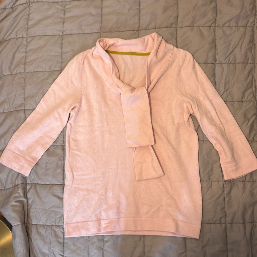 Super soft baby pink sweater with scarf tie